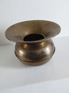 Vintage Old Western Brass Spittoon Great Patina 8 1/4" Diameter 6" Tall - Picture 1 of 5
