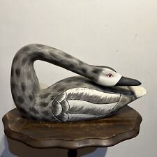 Large Hand Carved Wooden Duck Goose Decoy Folk Art Hand Painted 