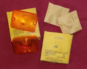 1963-65 Ford Fairlane Falcon Pair NOS Parking Lamp Lens (Amber) C3DZ-13208A - Picture 1 of 5