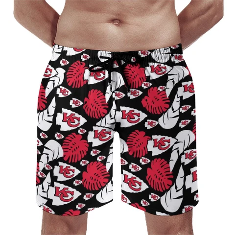 Kansas City Chiefs Men's Beach Pants Quick Drying Swim Shorts with Mesh Lining Cover