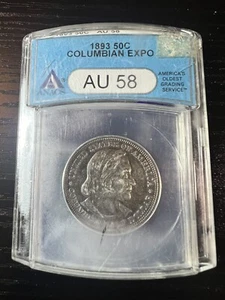 1893 50c Columbian Half Dollar Commemorative Almost Uncirculated ANACS AU58 - Picture 1 of 2