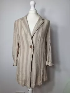 Nutmeg Jacket Fawn Linen Blend Tunic Dress top longline Uk 8 New - Picture 1 of 17