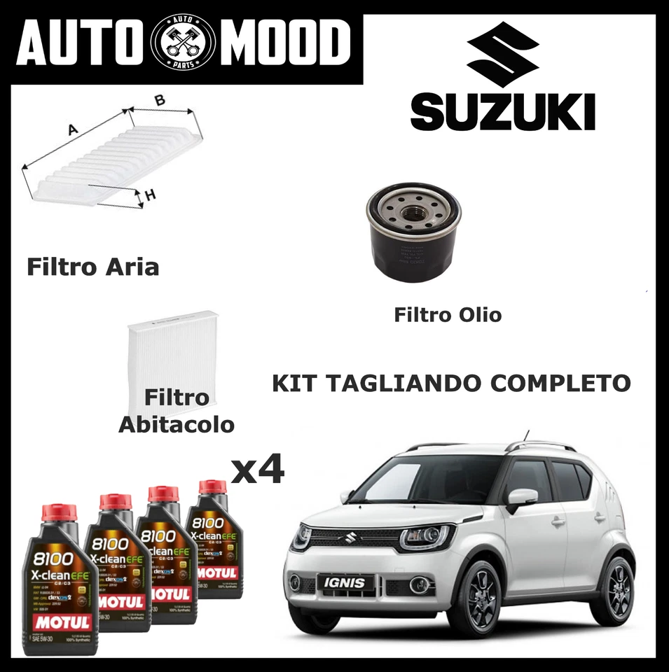 KIT TAGLIANDO SUZUKI IGNIS III 1.2 MF 3 FILTRI + 4 LT OLIO MOTUL 8100 EFE 5W30