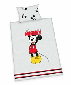 Herding Renforce Baby Bettwäsche 2 tlg. 100x135cm Mickey Mouse Grau Schwarz Rot - Bild 1 von 7