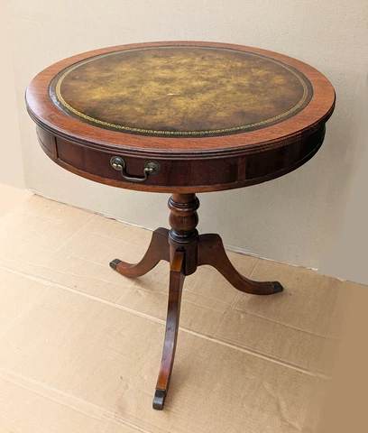 Antique Vintage Old French Mahogany Solid Wood Wooden End Accent Side Lamp Table Cover