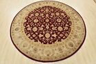 Fine Agra 8? X 8?3? Round Red Wool/Silk Traditional Hand-Knotted Oriental Rug