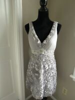 Sue Wong ~ Ivory Ruched Chiffon Embellished A-Line Formal Gown 4 NEW $578