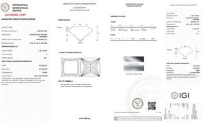 Lab Grown 1.65 Ct PRINCESS Cut IGI Certified CVD Diamond H Color VS1 Clarity - Picture 1 of 12