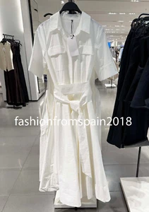 ZARA NEW WOMAN BELTED ZW COLLECTION POPLIN MIDI DRESS OYSTER WHITE 2640/325/251 - Picture 1 of 4