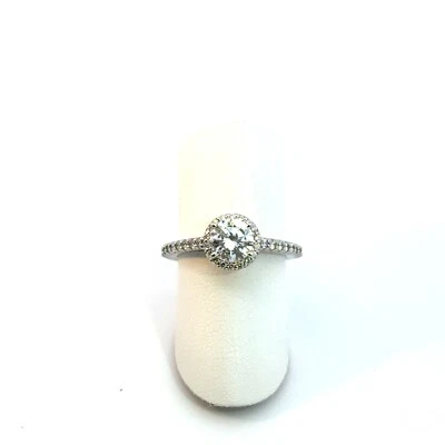 Ritani 18K white gold 1RZ3705 Halo Setting 0.37 CT SIZE 6.75 Retail $2830 - Image 1 of 4