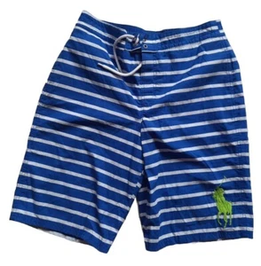 Polo Ralph Lauren Blue/White Striped Large Logo Mesh Shorts Boy's Size: 18-20 XL - Picture 1 of 7
