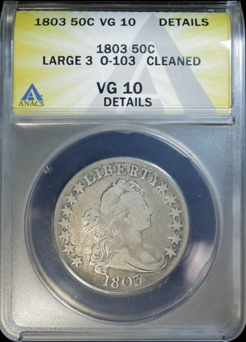 1803 DRAPED BUST HALF DOLLAR LARGE 3 O-103 VG-10 DETAILS (2330178) Cover