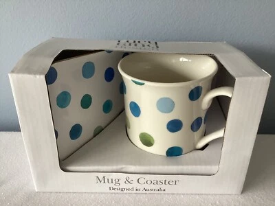 Nuevo Juego de Taza y Posavasos Puntos Clásicos Por Lucy King Hecho en Australia ¡Gran Regalo! Foto 1 de 4