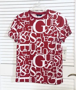 Guess Red white Graphic Print Logo Shirt Extra Large 16/18 NWT Boys - Picture 1 of 11