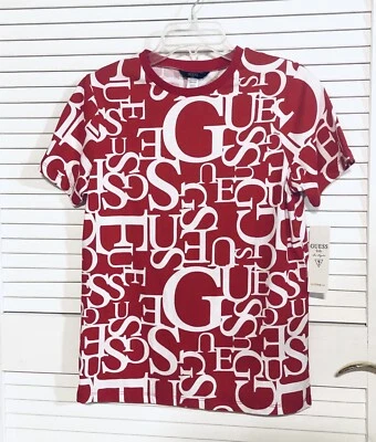 Guess Red white Graphic Print Logo Shirt size  Extra Large 16/18 Boys NWT - Image 1 of 4