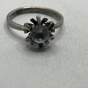 Vintage Sterling Silber runder Solitär Ring, Gr. 6,75, 925 - Bild 1 von 6