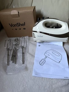New VonShef Professional 300W 5 Speed Hand Mixer With Attachments - Cream - Picture 1 of 3