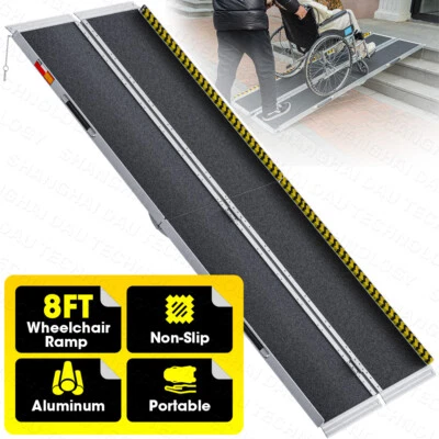 Rampa de movilidad portátil antideslizante para silla de ruedas plegable de aluminio de 8 pies Foto 1 de 4