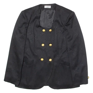 Vintage MAURICE WEINBERG Womens Blazer Jacket Black 90s Crazy Pattern L - Picture 1 of 6