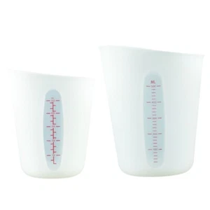 Pack of 2 Silicone Measuring Cups Jugs Set 250/500ml Mixing Cups with Clear Scal - Picture 1 of 8
