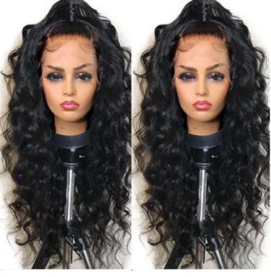 Pelucas largas sueltas de encaje delanteras pelucas negras moda fiesta pelucas para mujeres diario Foto 1 de 4