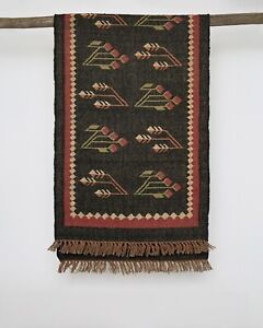 Wool Jute Vintage Handmade Traditional Oriental  accent Kilim Rug Runner Carpet