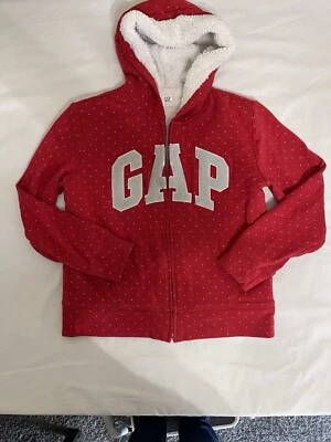 Gap Girls XXL Plateado Brillo Lunares Cremallera Completa Forrada Sherpa Sudadera con Capucha Chaqueta Roja Logo Foto 1 de 4