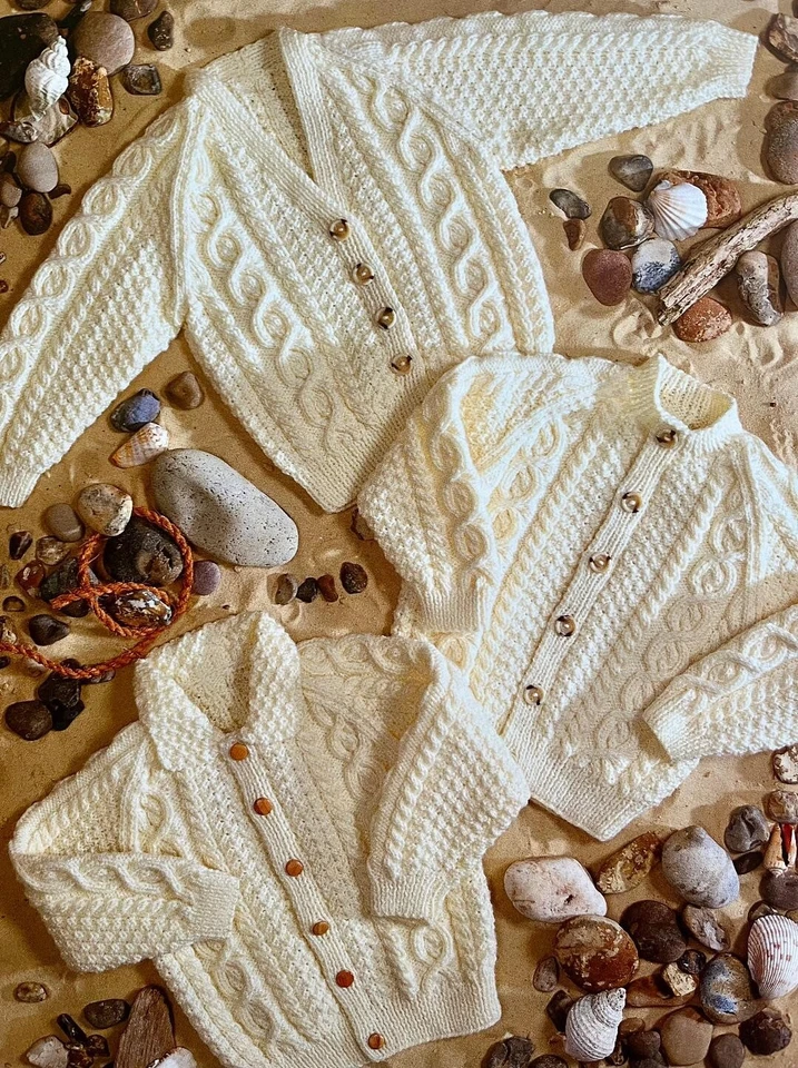 Baby/Child Knitting Pattern For Aran Cardigans  In Aran Wool To Fit 20-30” H52 - Image 1 of 2