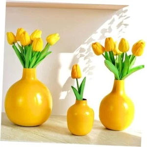 Metal Flower Vase for Home Decor Living Room Office Wedding, Set of 3 Yellow - Picture 1 of 7
