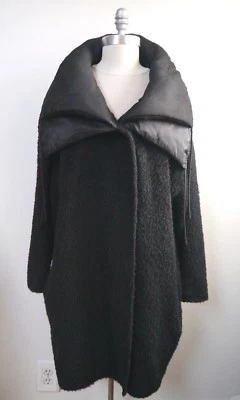 AKRIS black fuzzy alpaca wool double collar coat size 10 - Image 1 of 4
