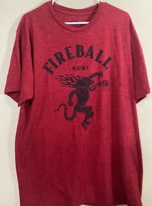Fireball Whiskey Shirt Mens Red W/ Black Fire Breathing Dragon Logo, Size XL - Picture 1 of 5