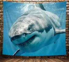 Jaws Shark Wall Art Extra Large Tapestry Wall Hanging Fish Wildlife Background