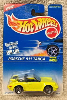 PORSCHE 911 TARGET amarelo conversível 493 cartão azul vintage 1995 hot wheels NOVO - Imagem 1 de 2