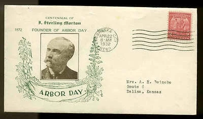 717 ARBOR DAY FDC NEBRASKA CITY, NE PLANTY  #P41 CRAWFORD CACHET SERVICED BY HIM - Image 1 of 2