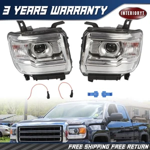 Chrome Clear Style For 2014-2019 GMC Sierra 1500 2500 3500 HeadLights Lamps - Picture 1 of 10