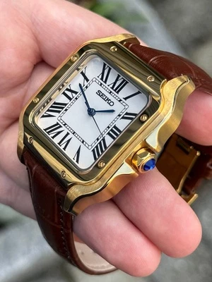 Seikmod Santas Gold Roman Dial Aut | Sapphire | NH35 | Leather Strap - Image 1 of 3