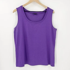 Konvolut 2 T-Shirt Lafayette 148 Baumwolle Stretch Tops XL lila Tank schwarz - Bild 1 von 10