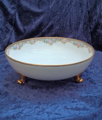 Nippon Hand Painted Porcelain Footed Bowl Dish - Image 1 of 4