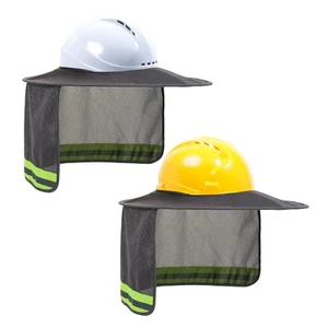 Hard Hat Sun Shade, Full Brim Mesh Neck Sun Shield with Reflective Strip, Hig... - Picture 1 of 7