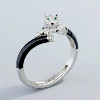 Moda Pulsera Circón Leopardo Chapada en Oro 18k Pulsera Ojo Verde Gel Pulsera Foto 1 de 4