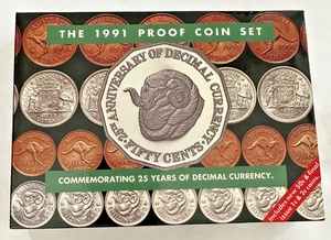 ROYAL AUSTRAILIAN MINT 1991 PROOF COIN SET 25TH ANN. OF DECIMAL CURRENCY - Picture 1 of 7
