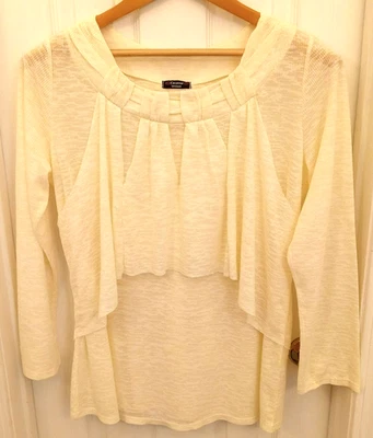 Blusa mujer Cocomo talla 1X marfil semi transparente Lagenlook manga larga capa Foto 1 de 4