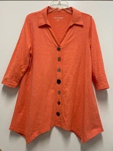 SOFT ENVIRONMENT Bluse - orange 100% Baumwolle Strick 3/4 Arm gemischte Knöpfe, med. - Bild 1 von 6