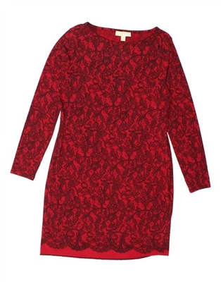 Vestido vaina manga larga MICHAEL KORS para mujer Reino Unido 16 grande rojo floral AY06 Foto 1 de 3