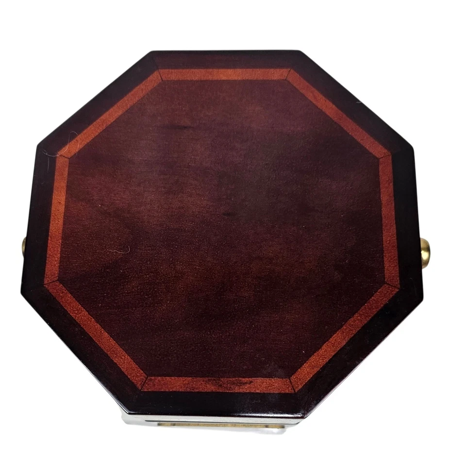 Bombay Company 1994 reloj octágono madera sobremesa números romanos cuarzo latón acento Foto 1 de 4