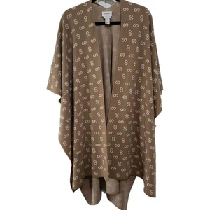 St John Kimono Cardigan Knit Logo Wool One Size Wrap Open Sweater Quiet Luxury  - Picture 1 of 8