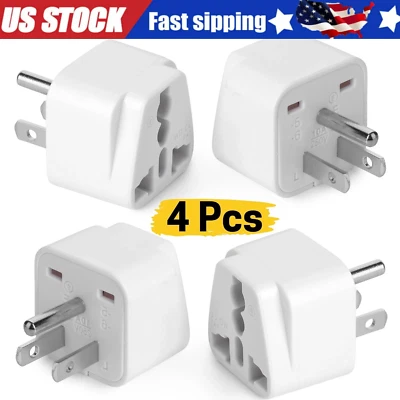 1~4PCS European EU To US American Adapter Plug Converter Euro Asia to USA - Image 1 of 4