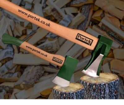 SET OF 2 PORTEK LOG SPLITTING AXES and Kindling Axe Wood Chopping Cutting - Image 1 of 3