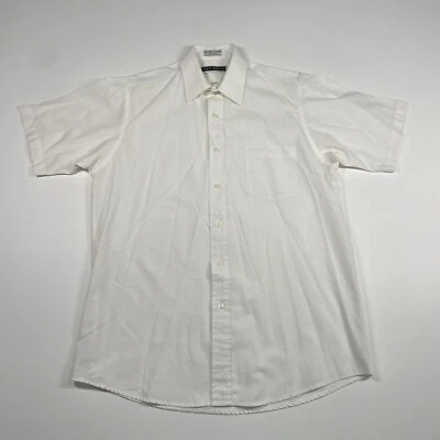 复古 John Weitz 男式衬衫 15.5 白色短袖纽扣 — 第 1/4 张图片