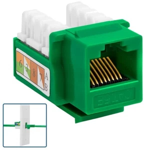 Cat5e RJ45 Network LAN Ethernet Keystone Jack 110 Punch Down Wall Plate Green - Picture 1 of 5